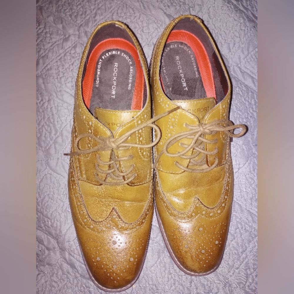 Rockport BX2317 Saxxen Brown Brogue Oxfords Size 9.5 EUC